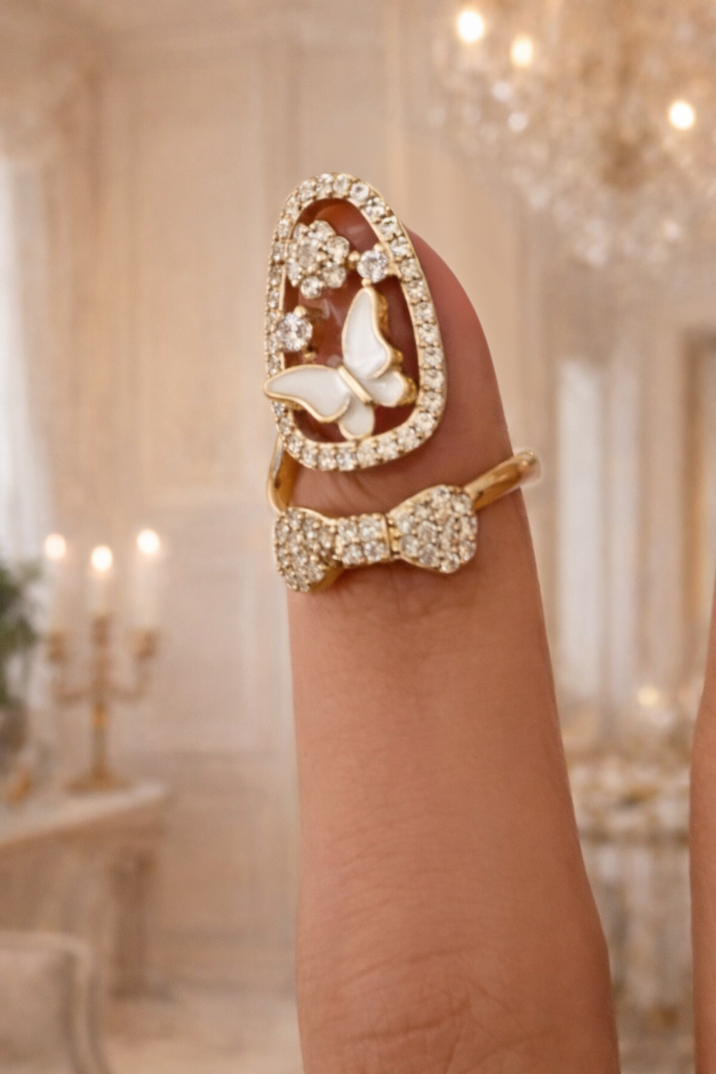 White Butterfly Rings