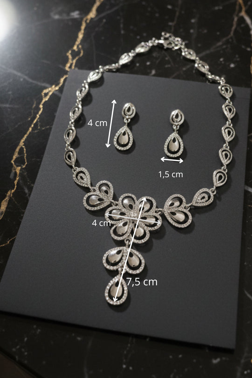 Conjunto pétalos plateados
