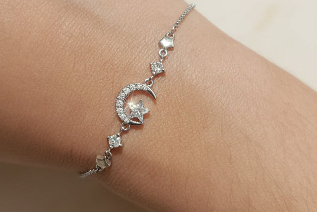 Pulsera luna plateada