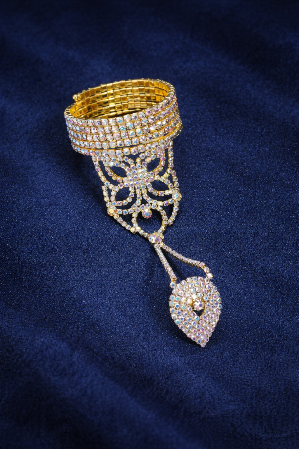 Anillo- pulsera cristal real - dorado