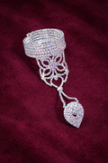 Anillo-pulsera cristal real - plateado
