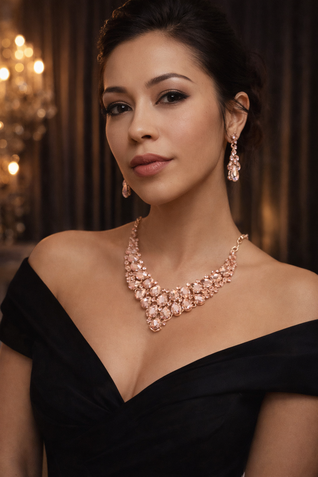 Conjunto lágrimas reales - rosa