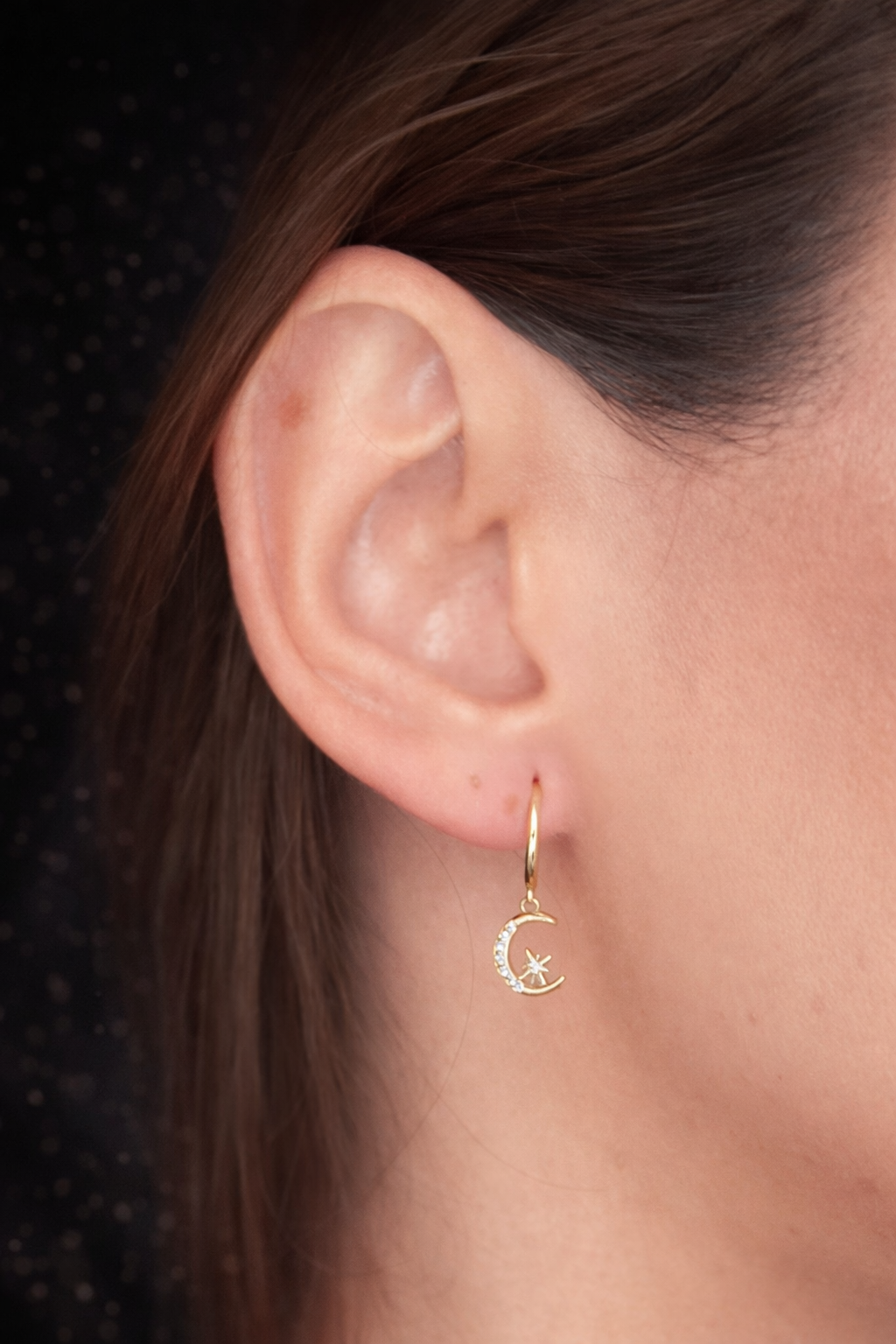 Pendientes luna serena - dorado