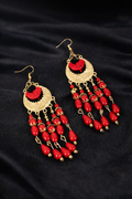 Tribal moon earrings - red