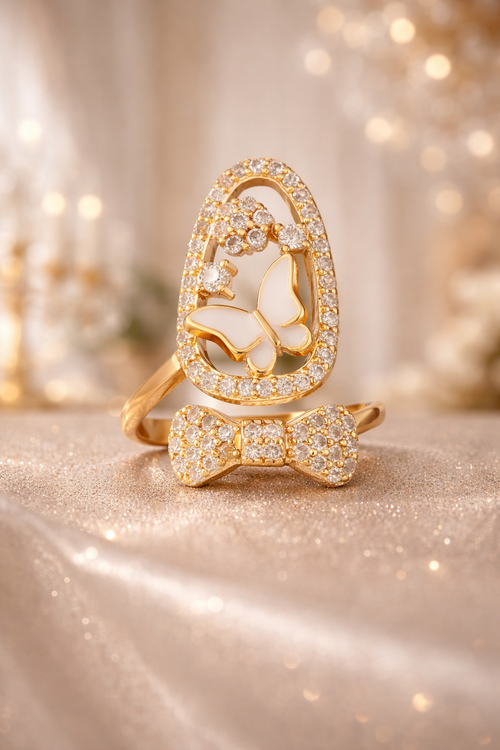White Butterfly Rings