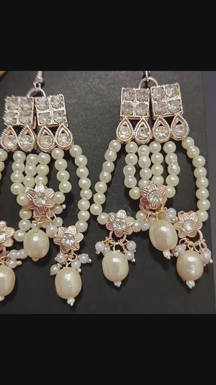 Handmade Pearl Flower Earrings