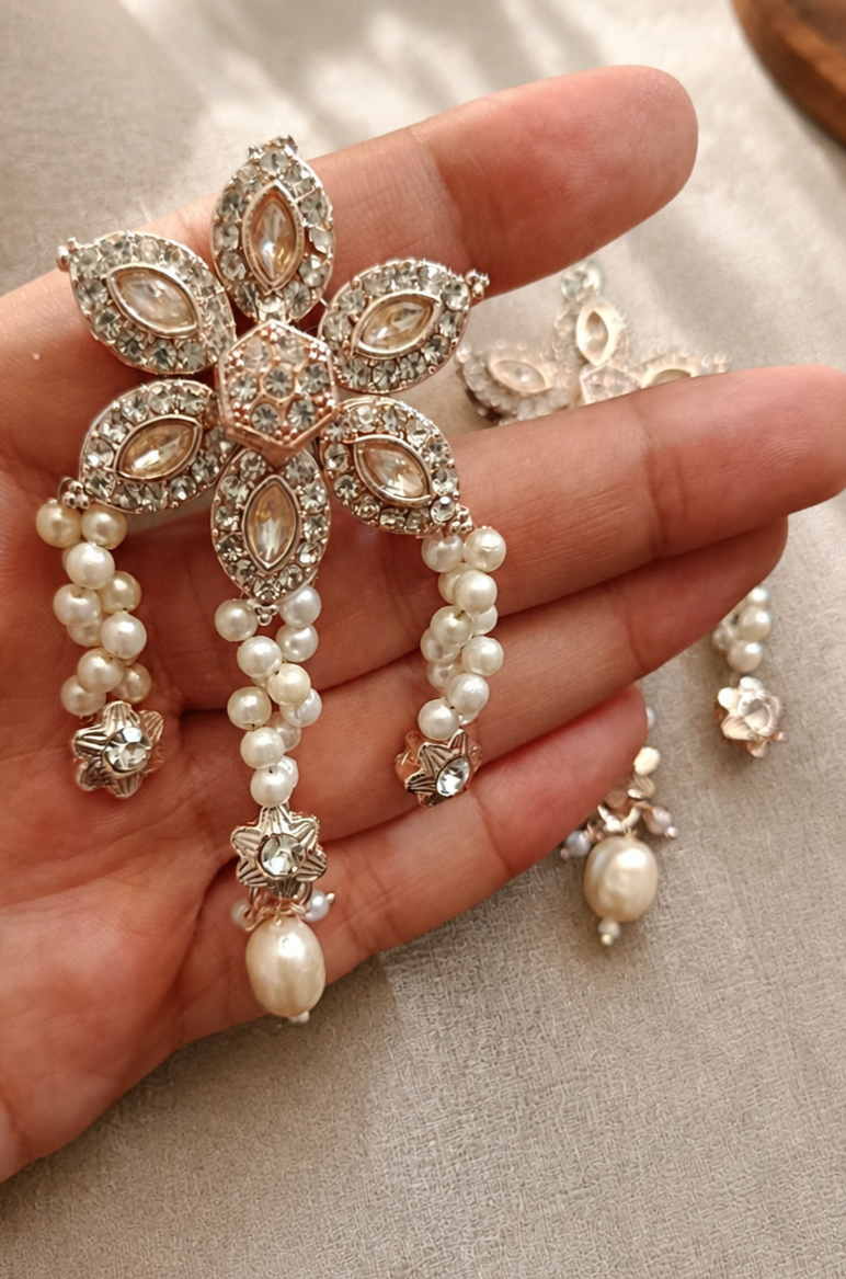 Pendientes flor perlada
