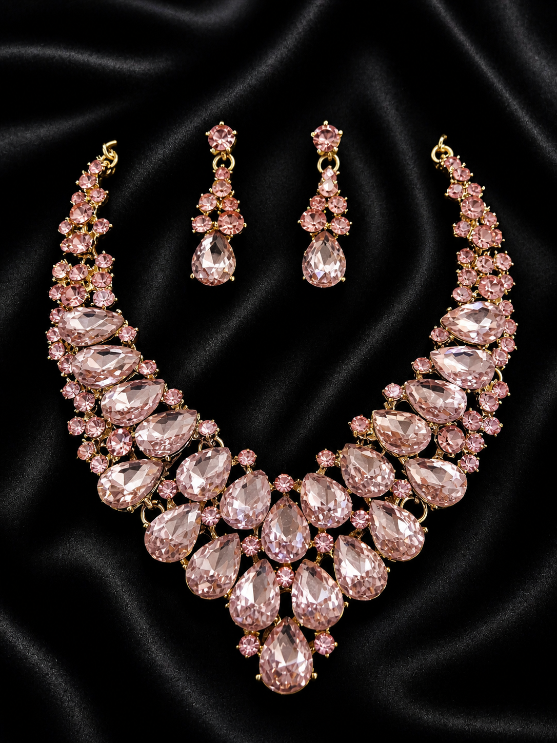 Conjunto lágrimas reales - rosa