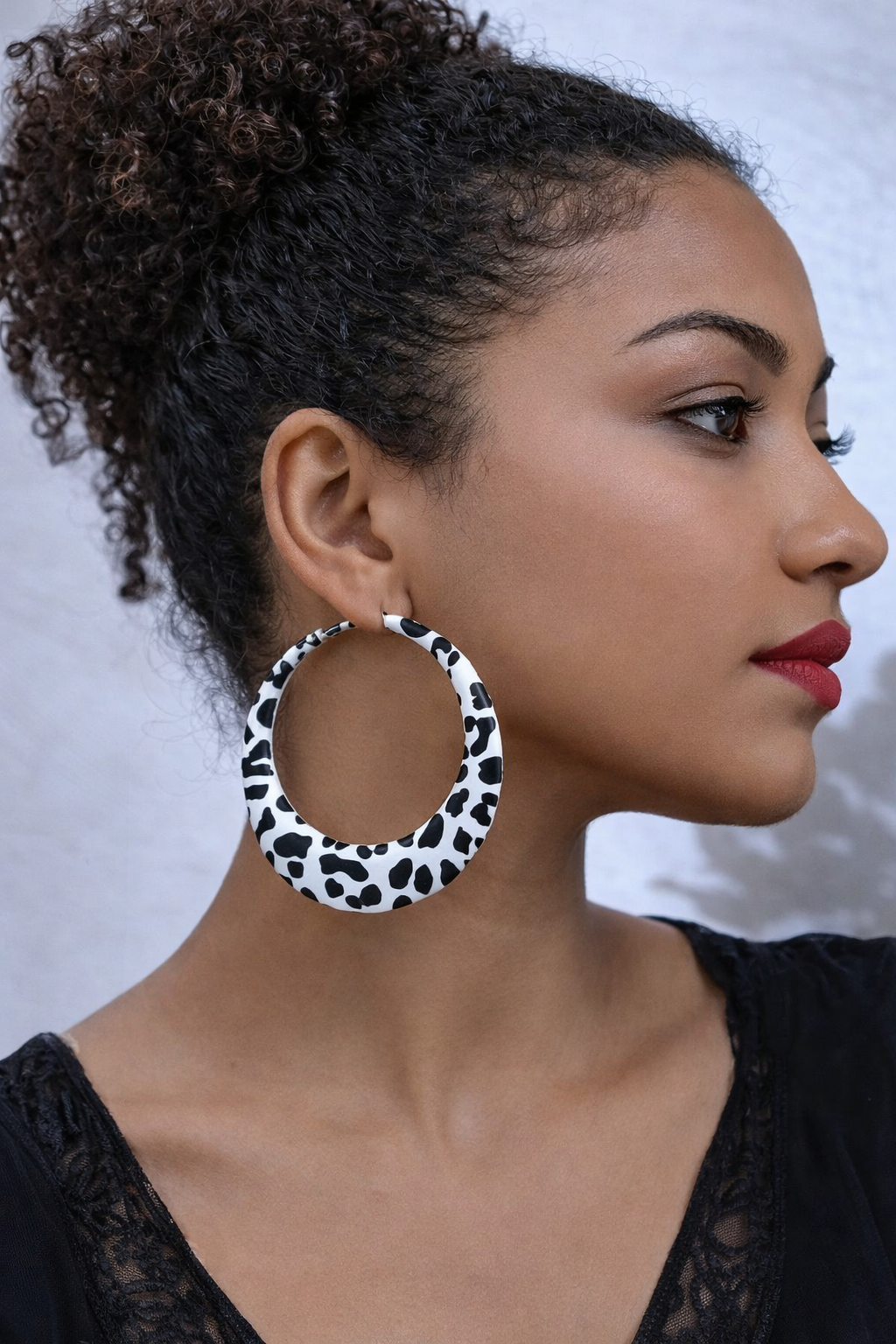 Leopard Hoops - White