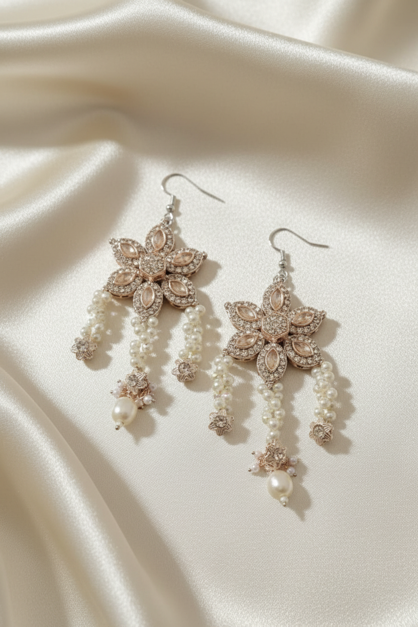Pendientes flor perlada